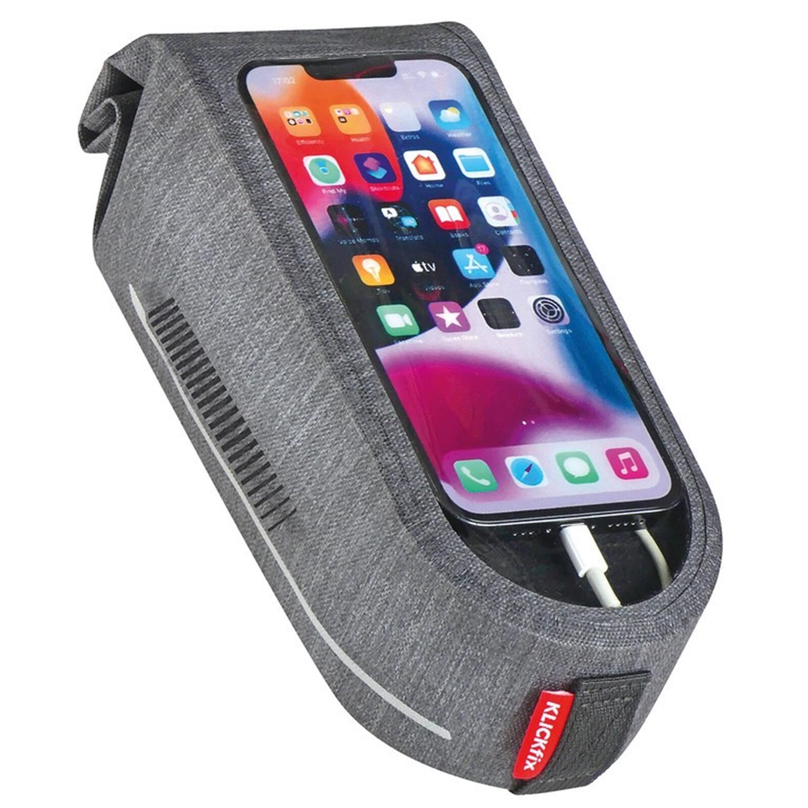 Klickfix - Sacoche De Cadre Étanche Avec Compartiment Smartphone Klickfix - Adaptateur Pour Porte Vélo - Gris - Taille Unique - Decathlon