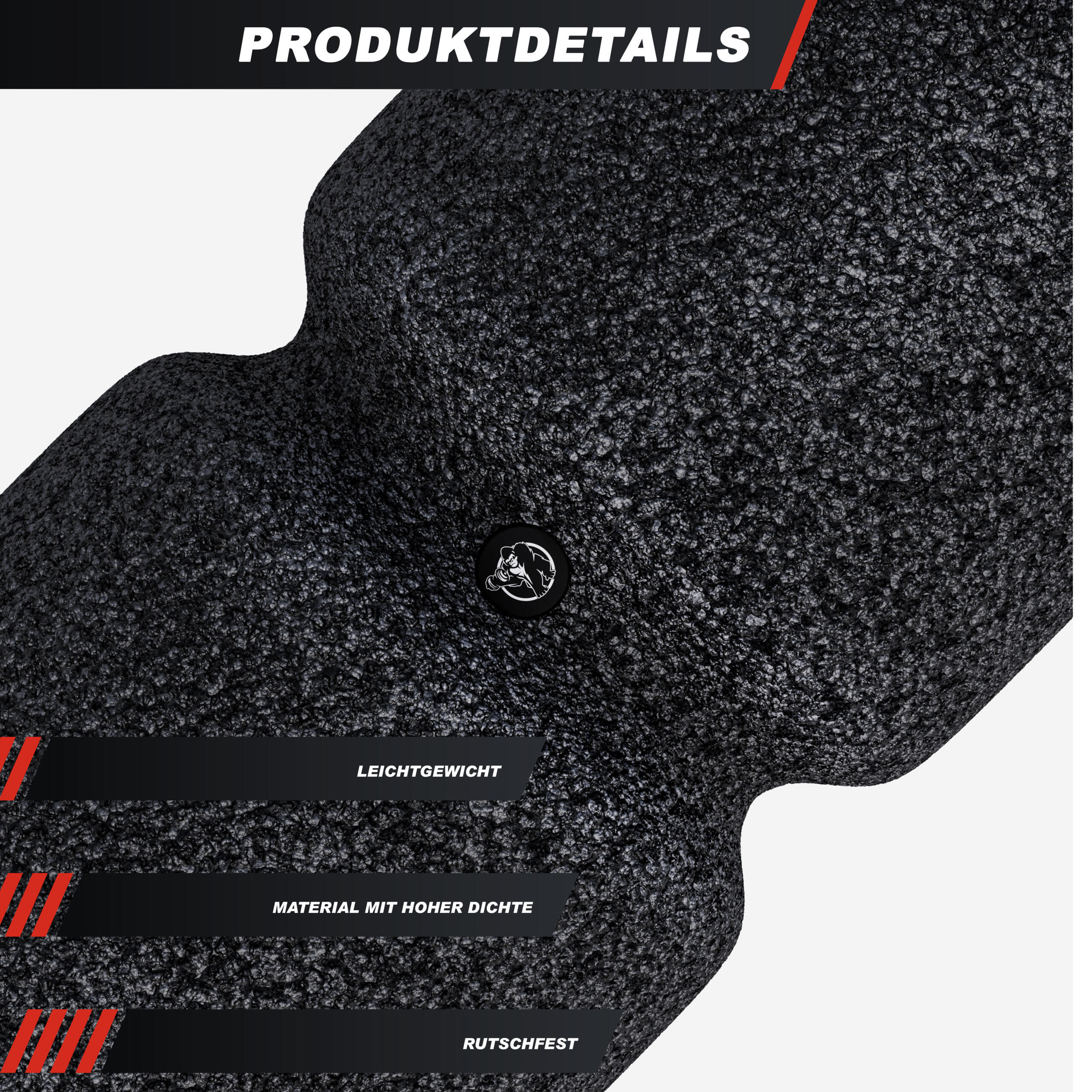 GORILLA SPORTS Rouleau De Massage Musculaire – 38x13 Cm, Mousse EPP Haute Densité – 150 Kg, Rainures Ciblées