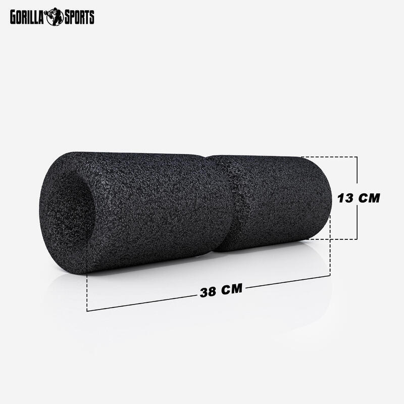 Rola de masaj 38 cm, canelura circumferentiala, negru, Gorilla Sports®