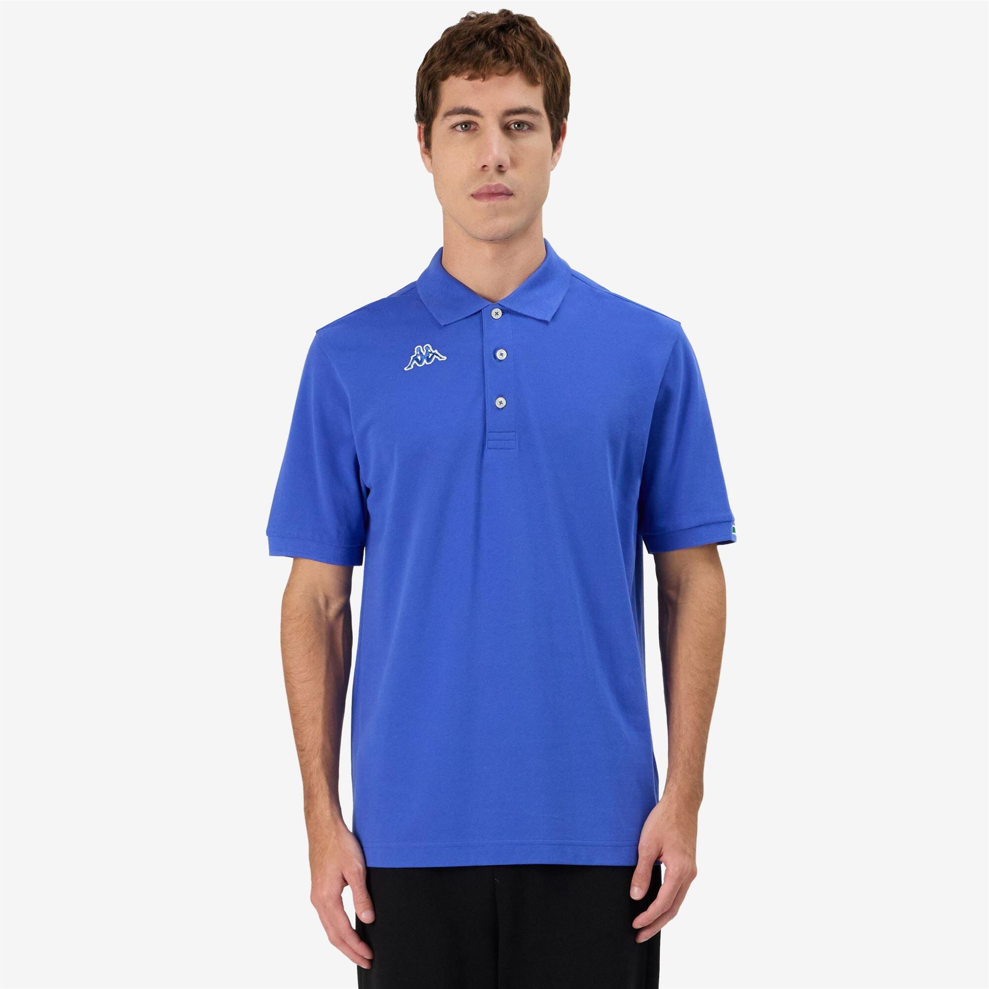 Polo da uomo in cotone blu da sportivo 4/7