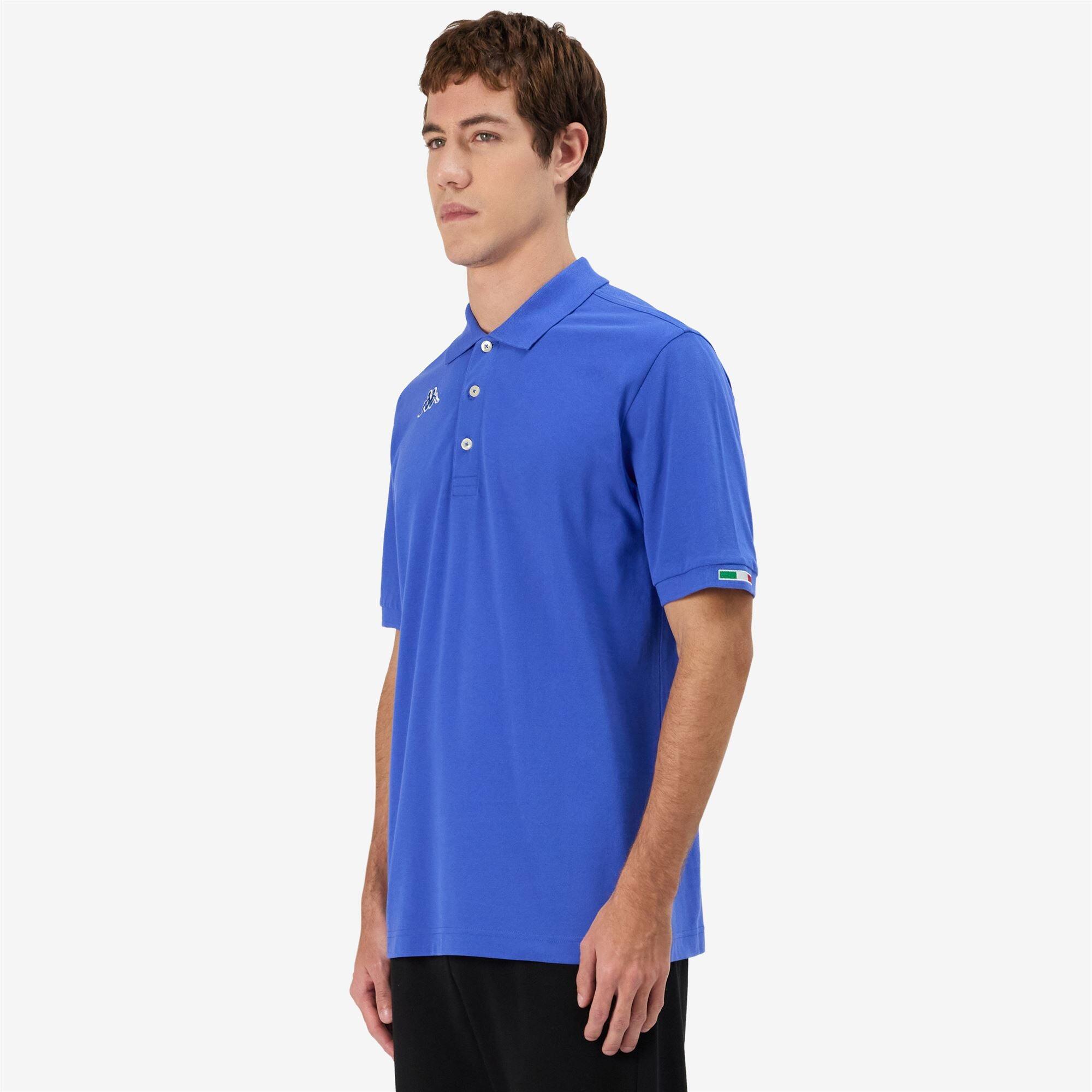 Polo da uomo in cotone blu da sportivo 5/7