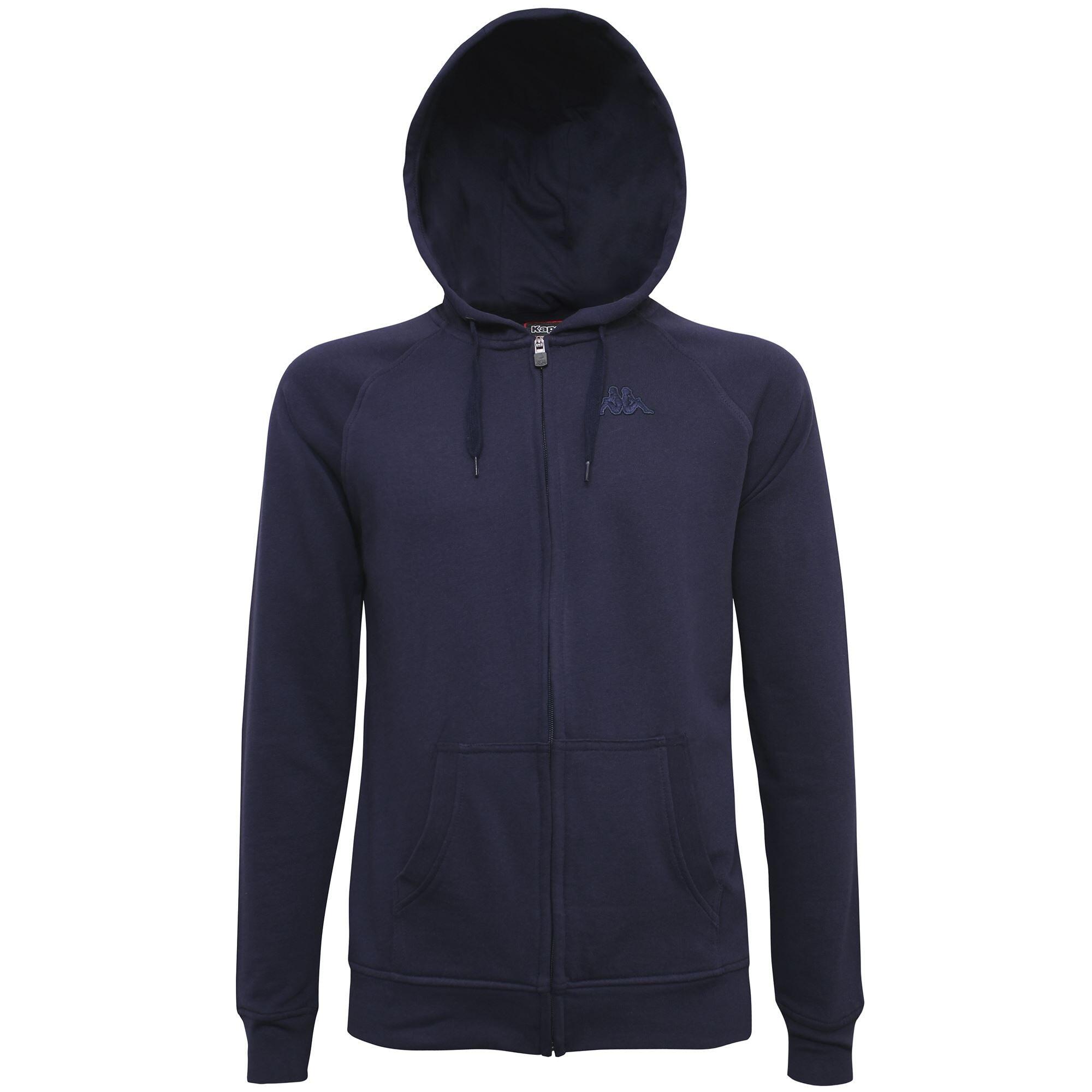 KAPPA felpa con cappuccio da uomo in cotone blu da fitness