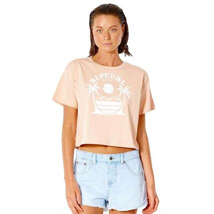 Camiseta Mujer Rip Curl Playaella Crop Rosa