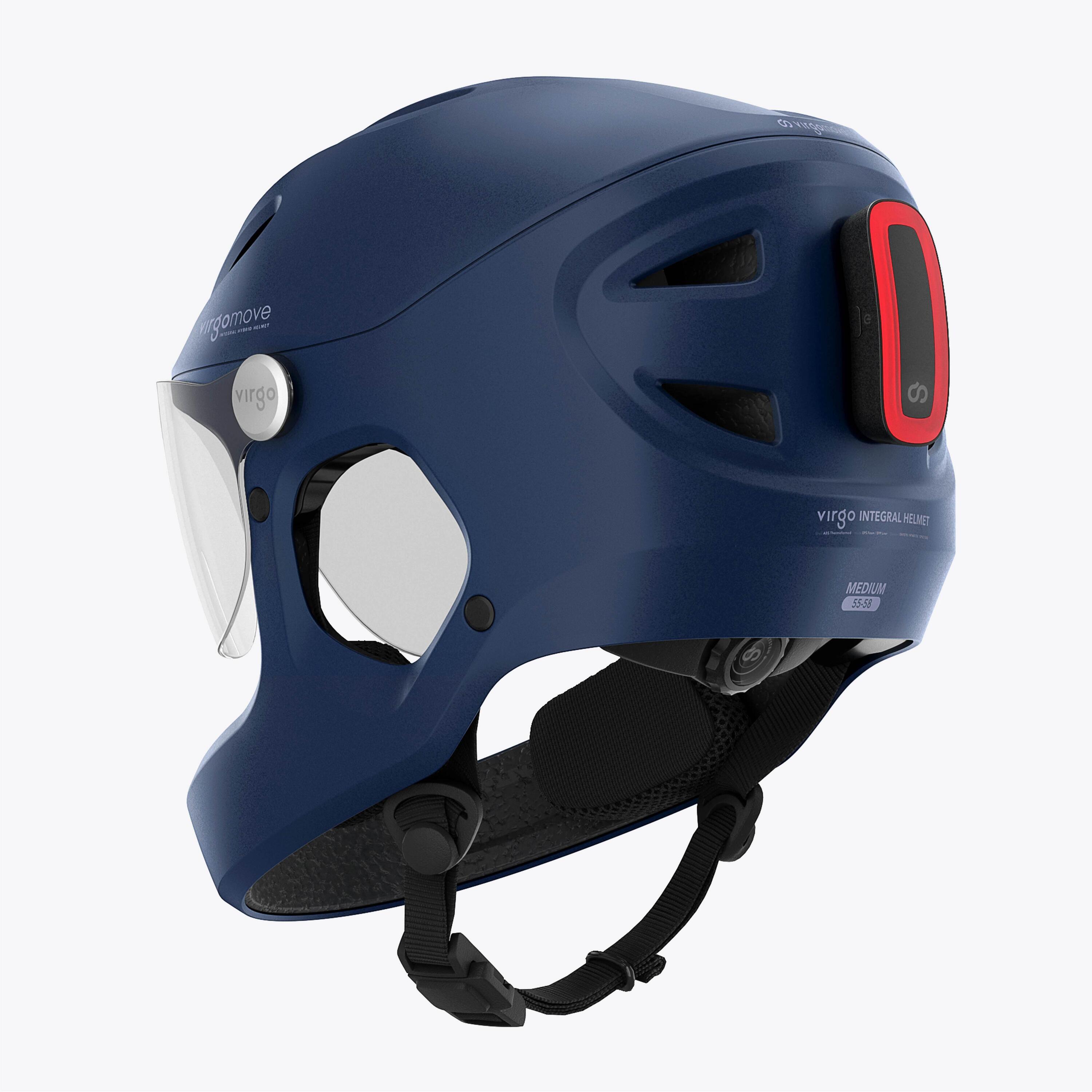 Virgo Integral Azul - Capacete integral urbano com viseira e luz traseira 2/9
