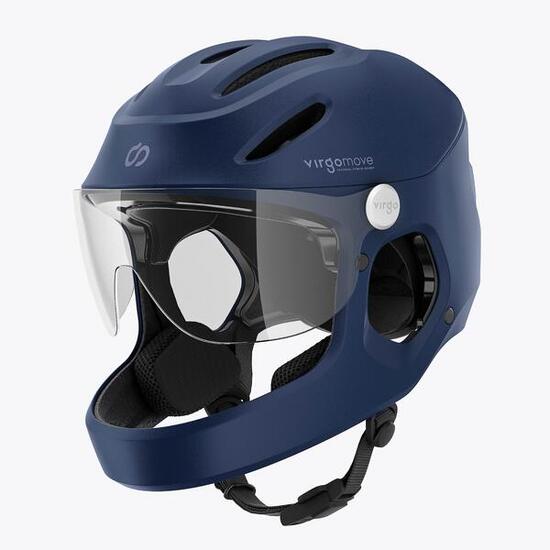 Virgo Integral Blu - Casco integrale urbano con visiera e luce posteriore