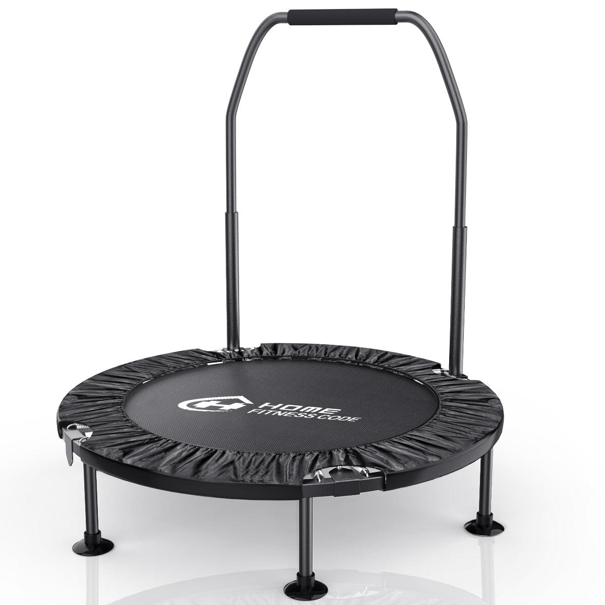 HOMEFITNESSCODE 40-Inch Folding Trampoline with Adjustable Handle & Suction Feet