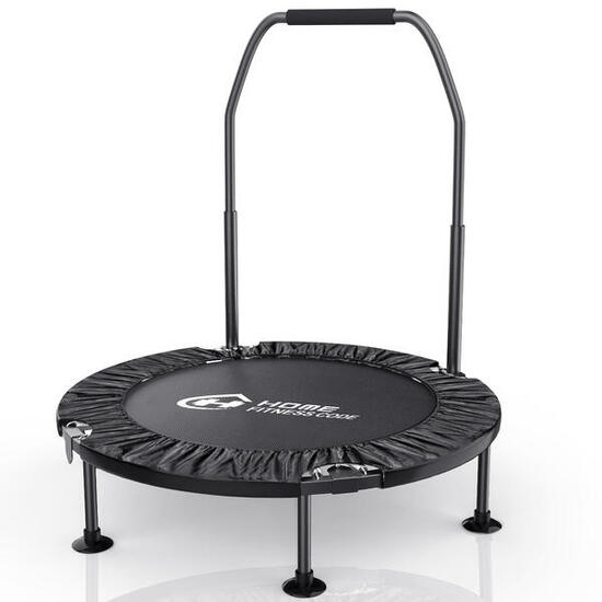 Trampolino pieghevole 102 cm con barra regolabile e piedini antiscivolo