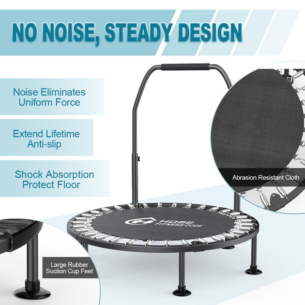 40-Inch Folding Trampoline with Adjustable Handle & Suction Feet 4/6