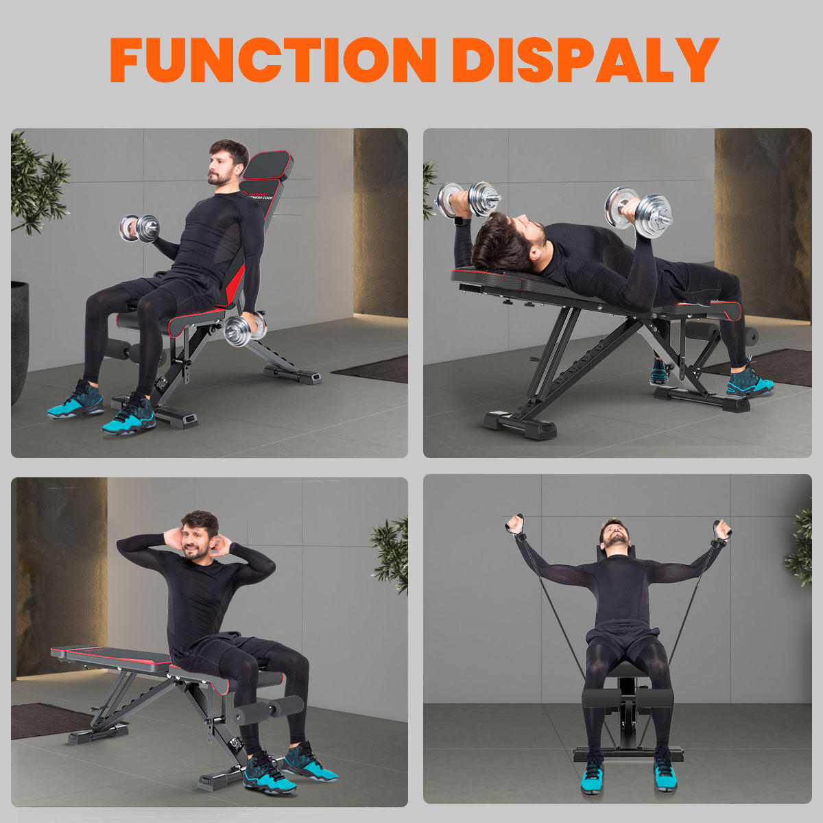 Folding Weight Bench ,300KG Max Load, Adjustable Full-Body Workout 7/7