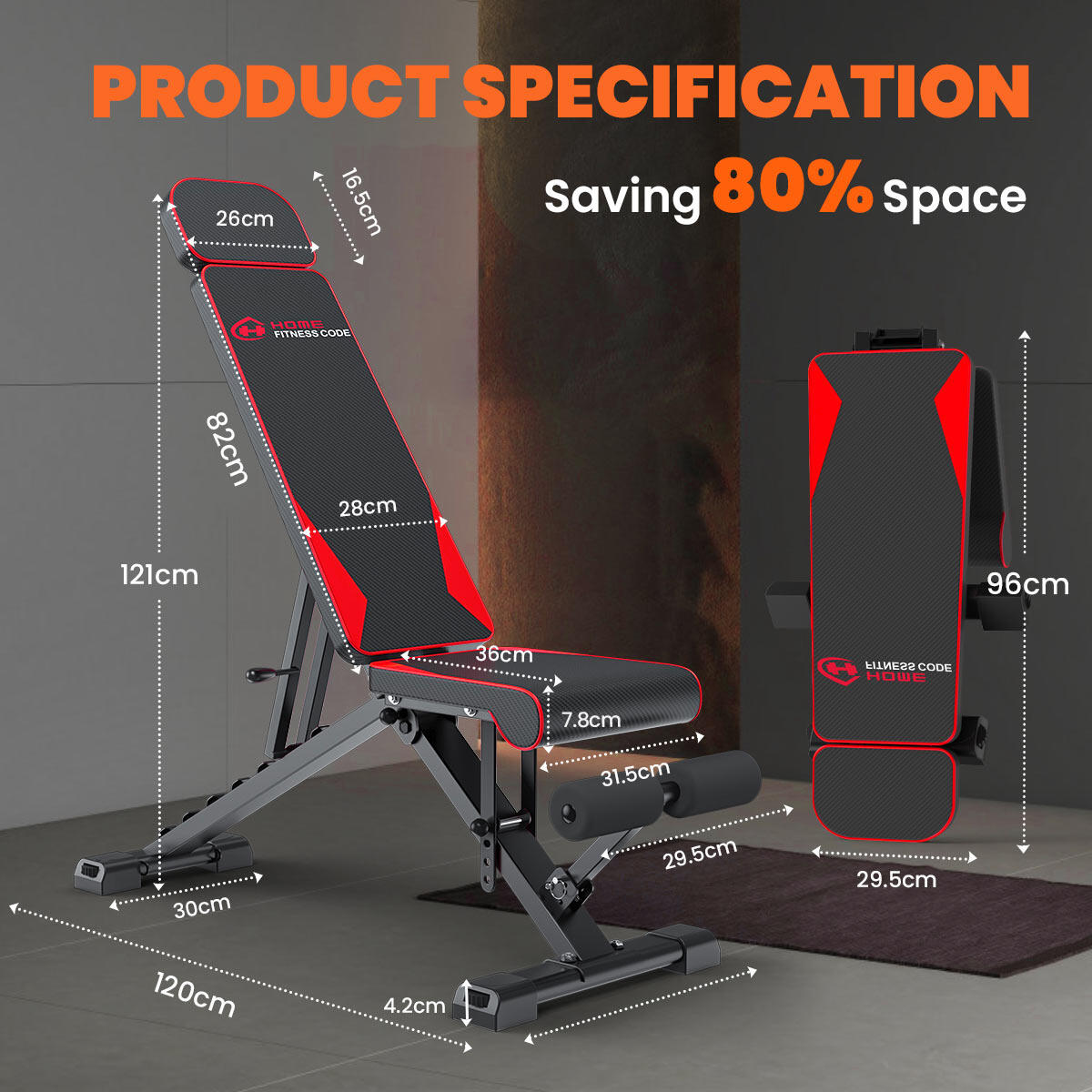 Folding Weight Bench ,300KG Max Load, Adjustable Full-Body Workout 4/7