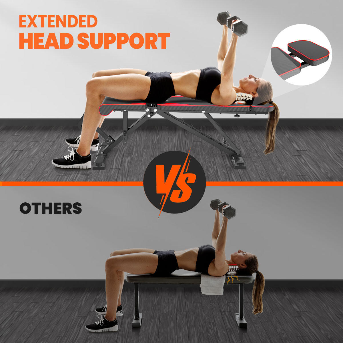 Folding Weight Bench ,300KG Max Load, Adjustable Full-Body Workout 5/7