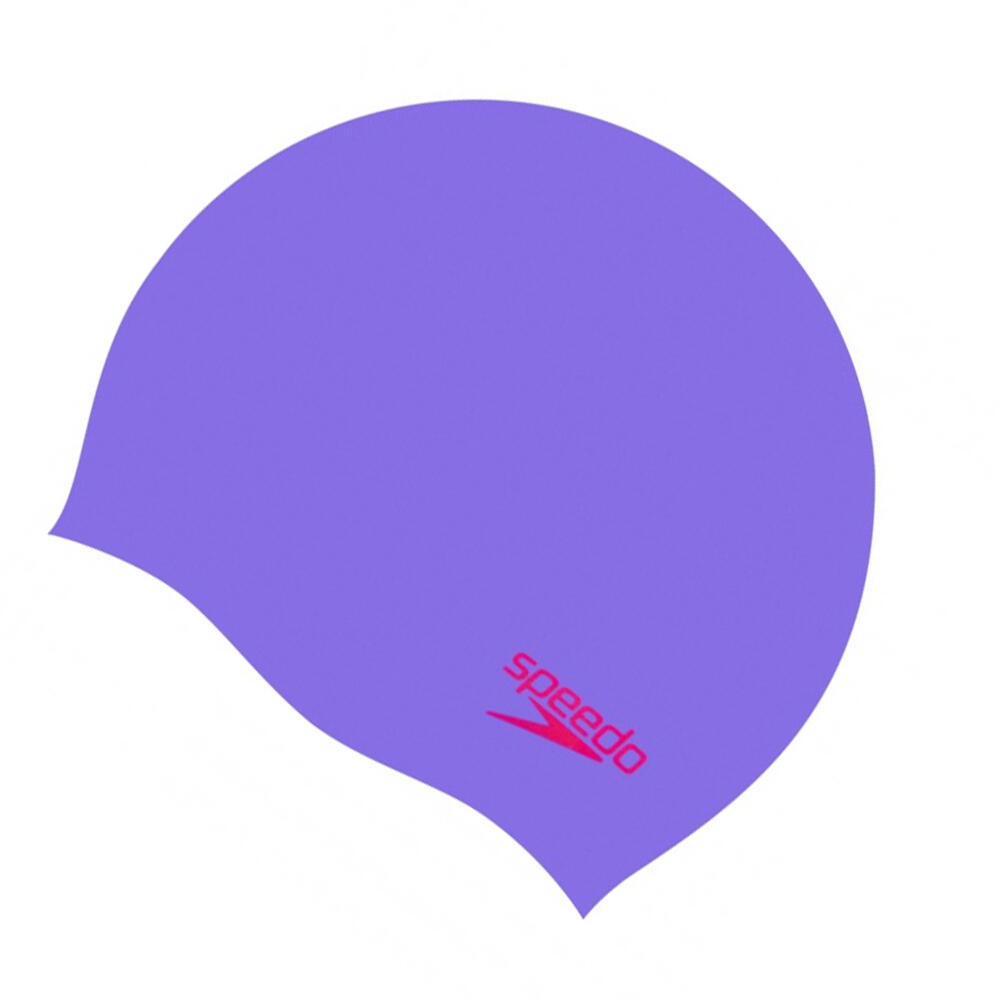 Childrens/Kids Silicone Swimming Cap (Purple/Red) 3/4