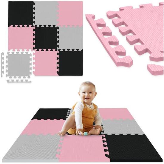 Puzzlematte Baby 9 Stk. 90x90 cm Spielmatte Krabbelmatte Schaumstoff 4FIZJO