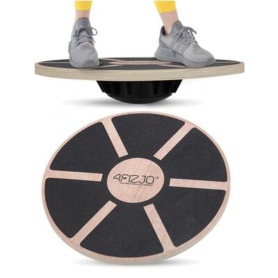 Unisex fitness balance board houten wiebelkussen antislip hout/zwart
