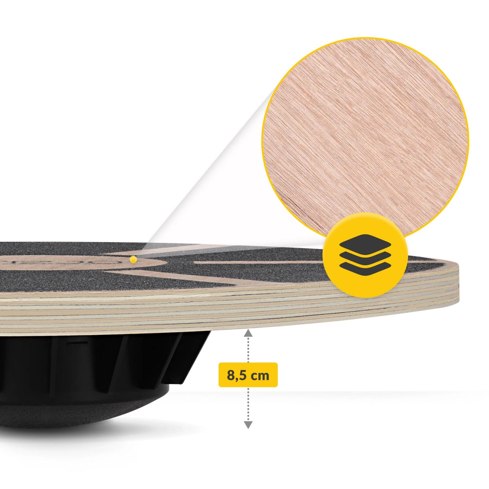 Unisex Fitness Balance Board Houten Wiebelkussen Antislip Hout/Zwart 6/7