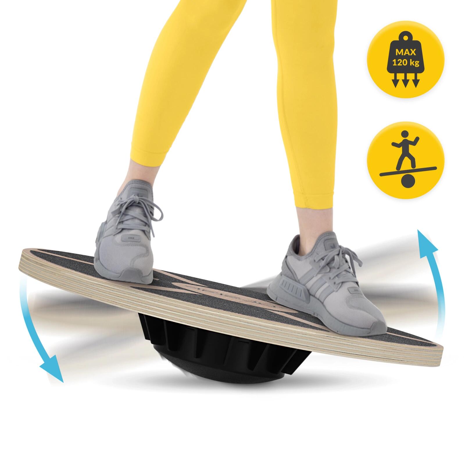 Unisex Fitness Balance Board Houten Wiebelkussen Antislip Hout/Zwart 2/7