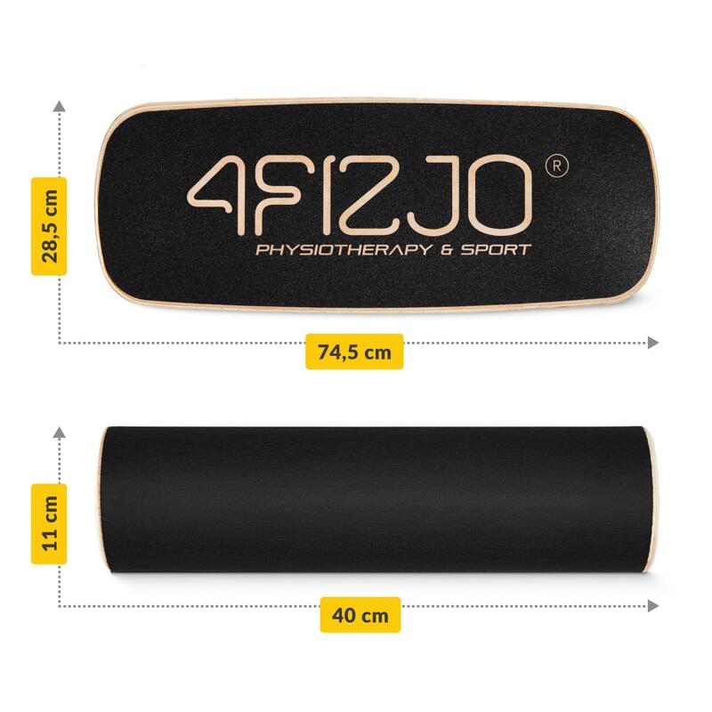 Drewniana platforma do ćwiczeń równowagi BALANCE BOARD PRO 4FIZJO podłużna
