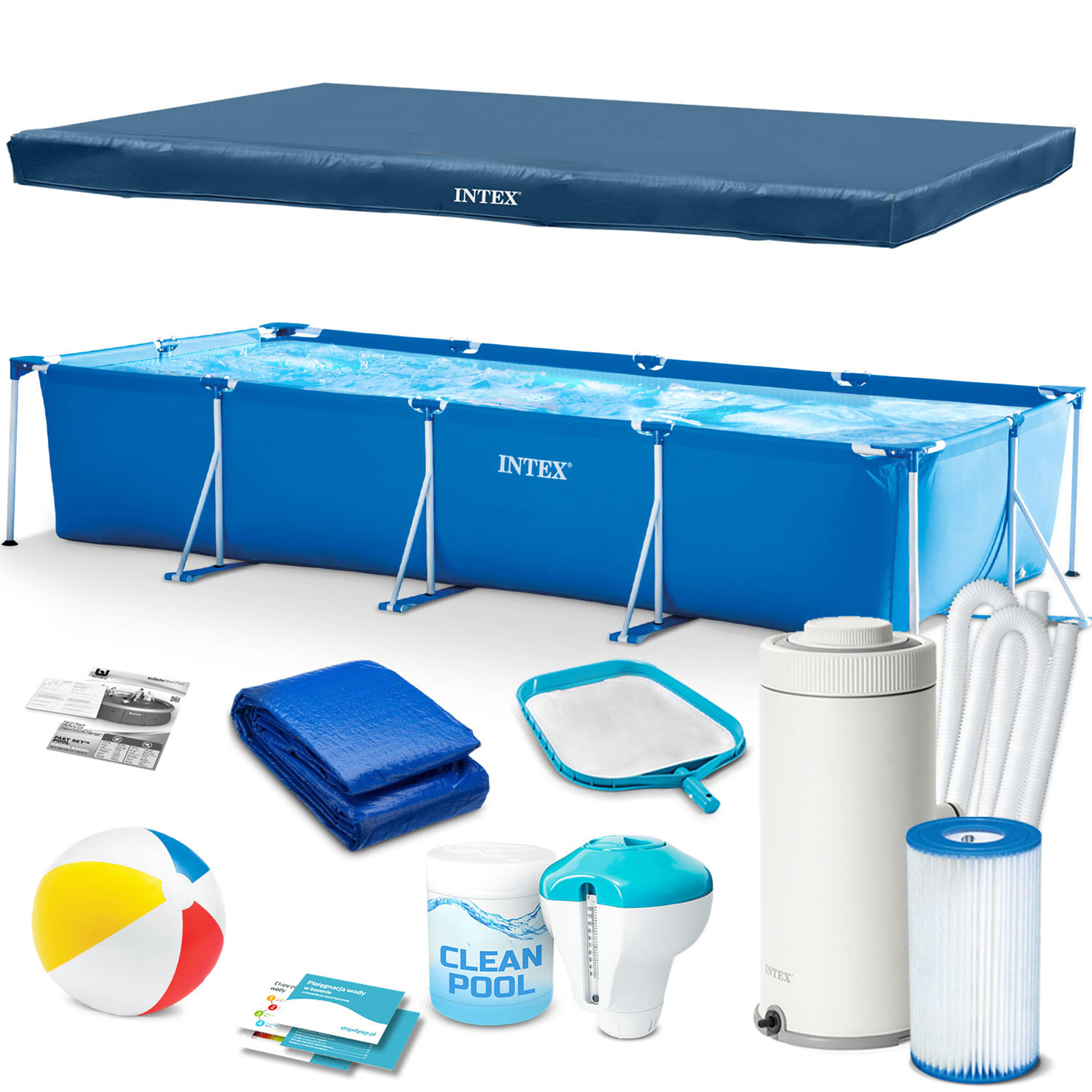 Basen stelażowy do ogrodu Intex 450 x 220 x 84 cm zestaw 15w1