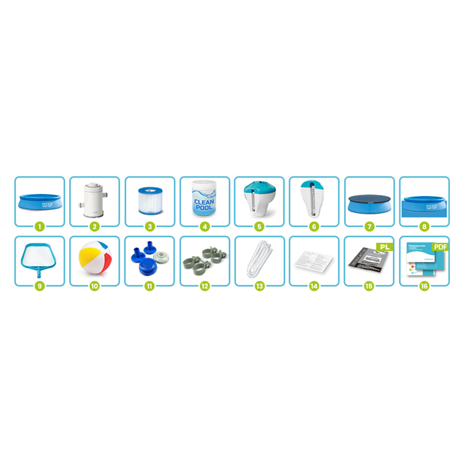 Piscina Natación Kit Completo Desmontable Intex 244 x 61 Cm Azul 3/5