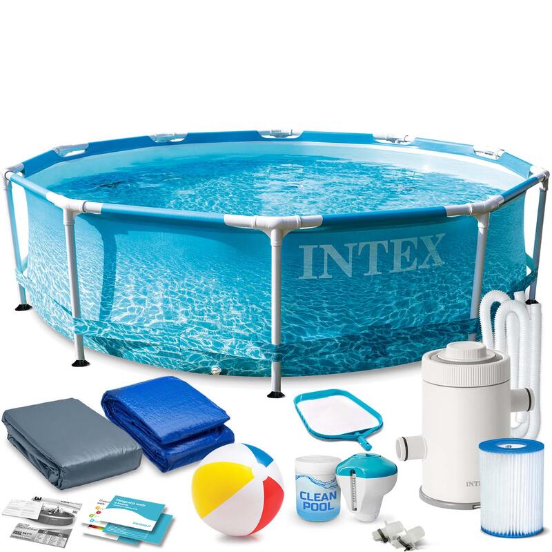 Piscina cu cadru metalic 16in1 INTEX 28208, rotunda, albastra, 305x76 cm