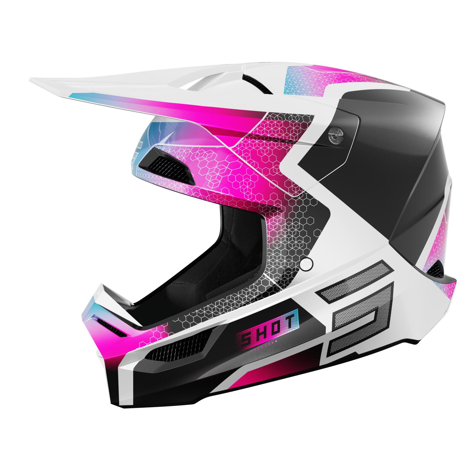Casque Shot Race - Phaser Noir Bleu Rose Nacré 1/4