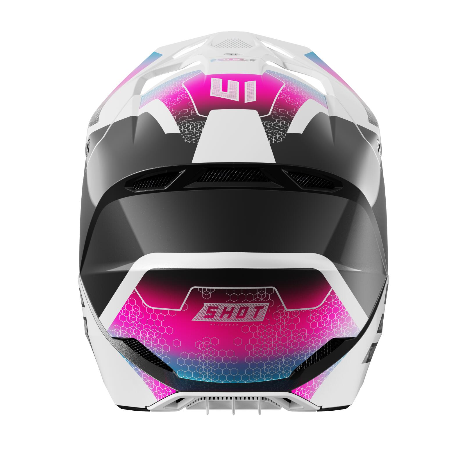 Casco Shot Race - Phaser Negro Azul Rosa Nacarado 3/4