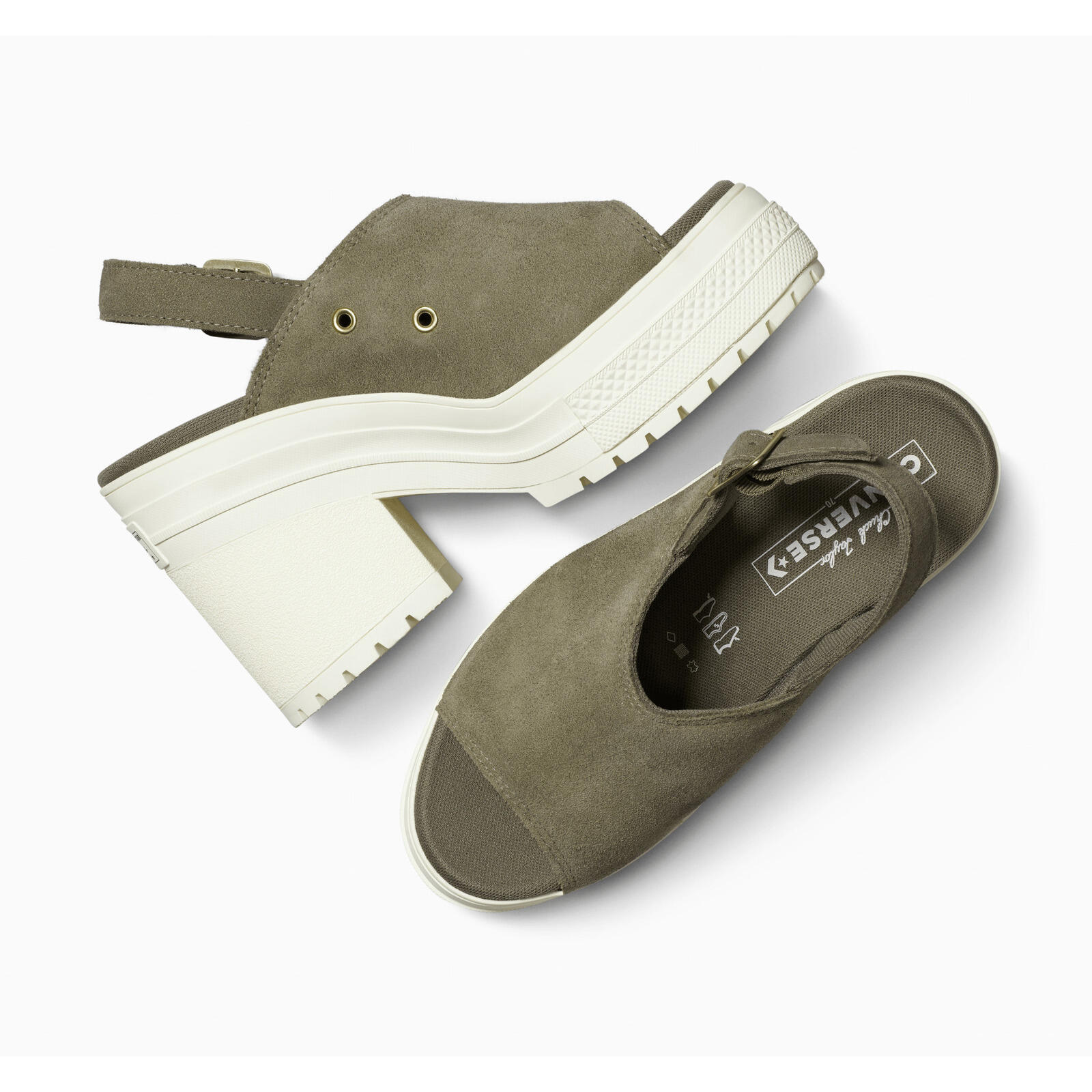 Sandalias Converse Chuck 70 De Luxe Heel Mule, Verde, Mujer 2/5