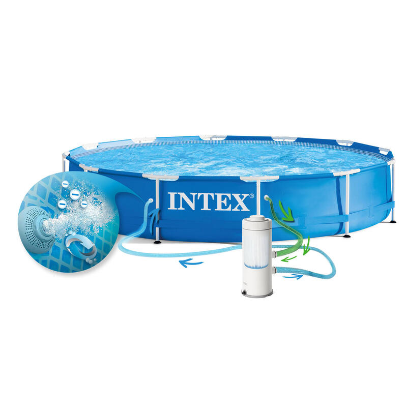 Piscina gradina cadru metalic 366x76 Intex + pompa