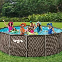 Piscine tubulaire ronde Funsicle Oasis 4,57 m x h 1,22 m — Marron tressé