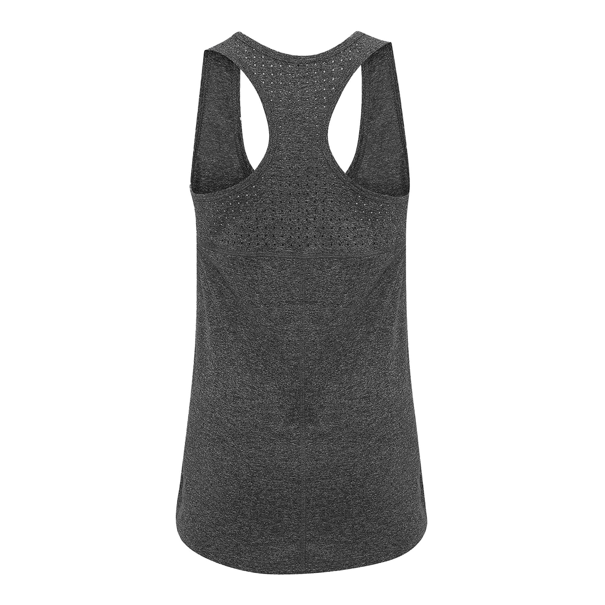 Womens/Ladies Laser Cut Sleeveless Vest (Black Melange) 2/2