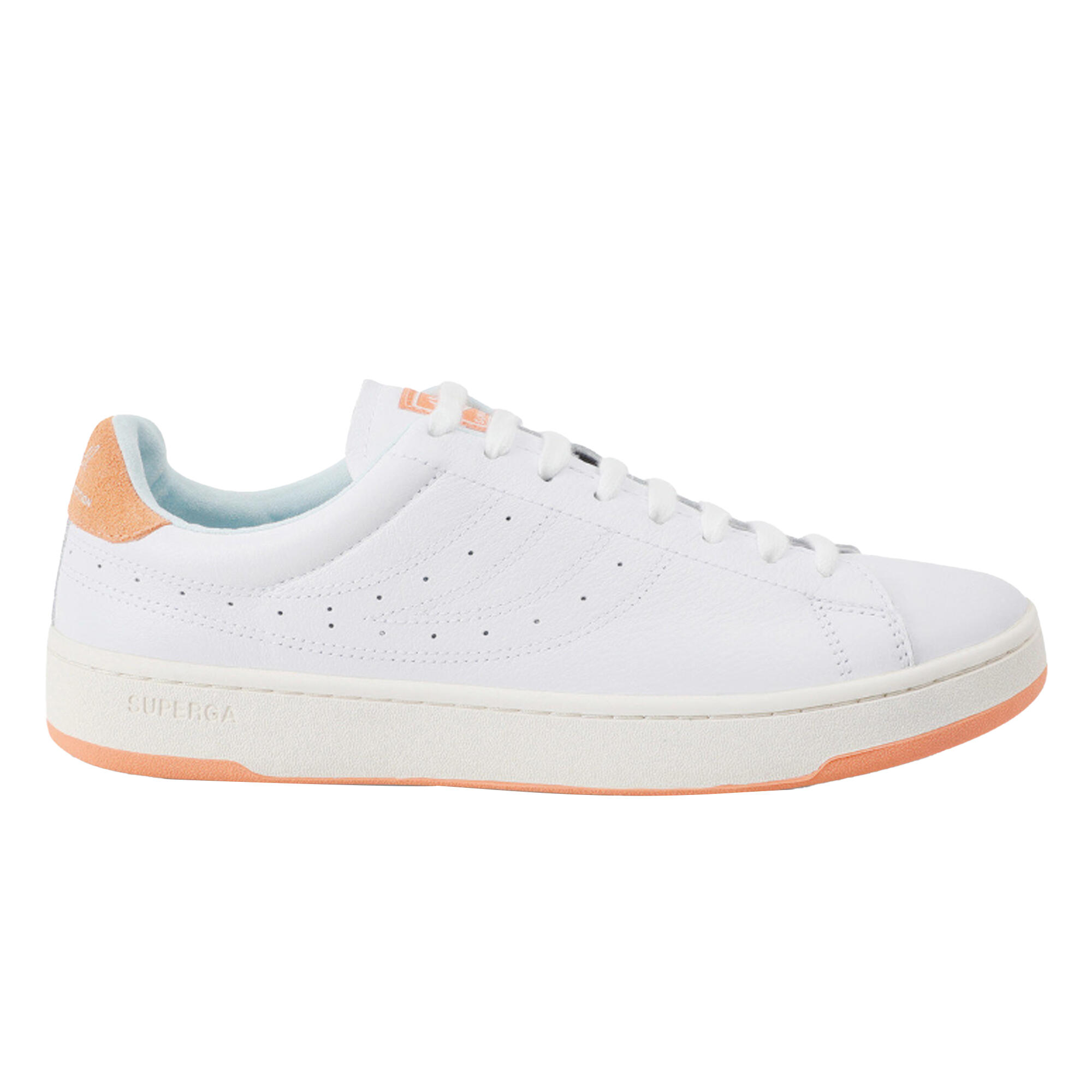 SUPERGA Unisex Adult 4833 Lendl Leather Trainers (White/Melon Orange/Azure Ice)