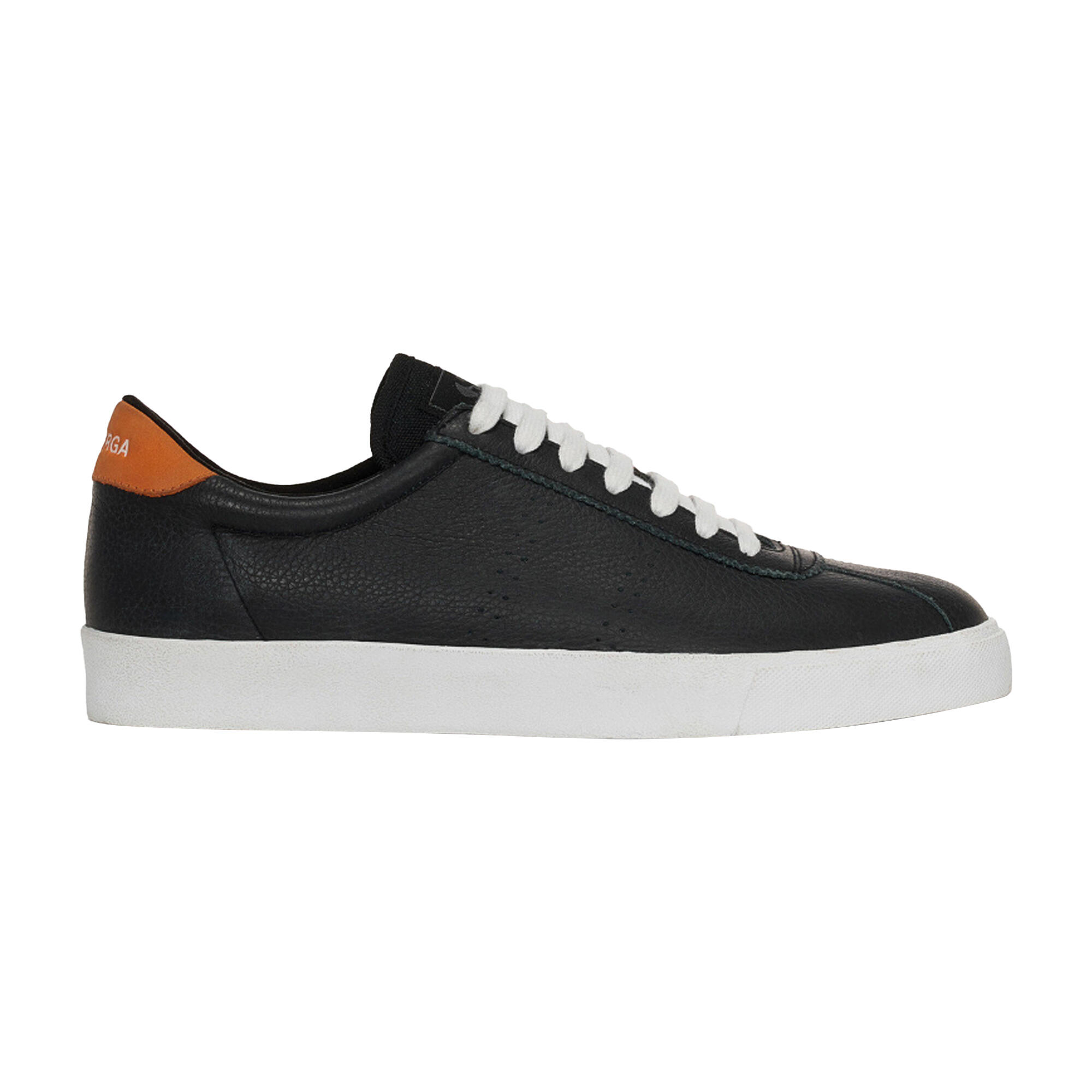 SUPERGA Unisex Adult 2843 Club S Leather Trainers (Black/Orange)