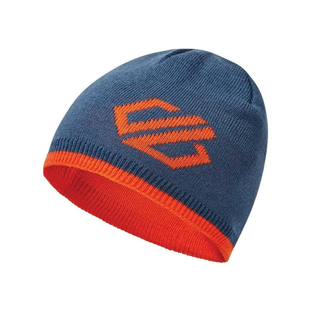 Childrens/Kids Frequent Logo Knitted Reversible Beanie (Dark Denim/Blaze Orange)