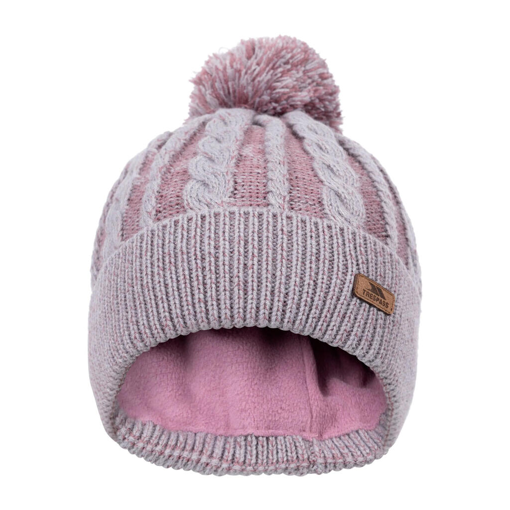 Womens/Ladies Elle Leather Badge Beanie (Rose Tone)