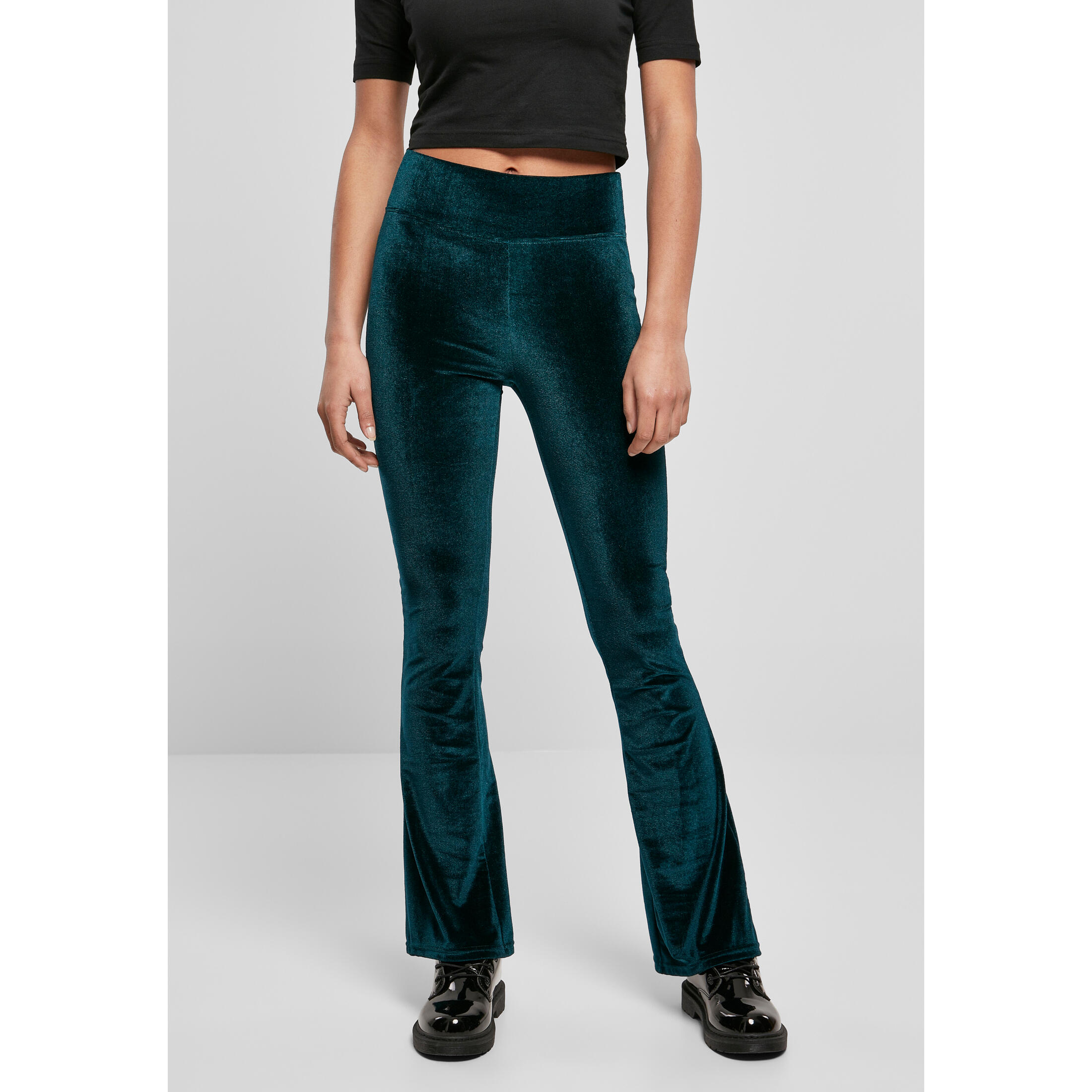 Women's high-waisted leggings Urban Classics velvet boot (GT) | Decathlon