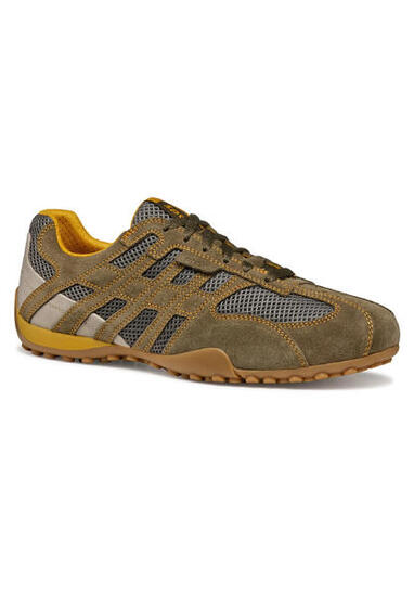 Geox U Snake Original A - Herren Leder Sneaker U55MNA C6404 Military/DK Grey
