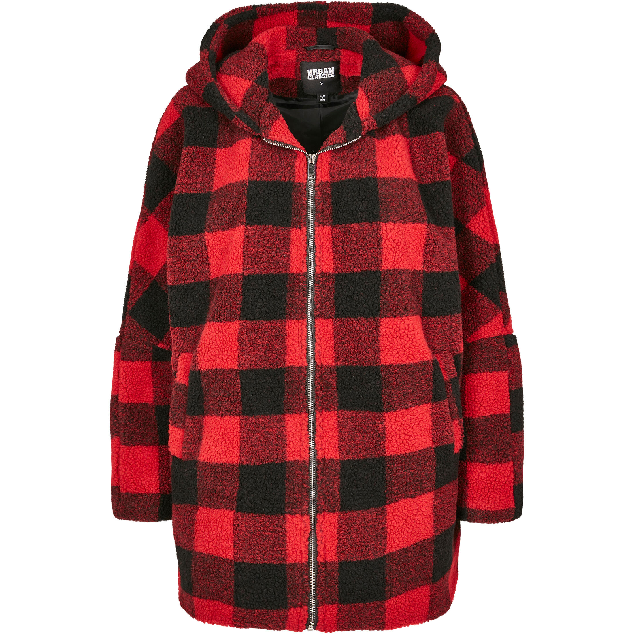 Urban Classics - Parka Femme Urban Classic Hooded Check - Polaire - Noir|rouge - 40 M - Decathlon