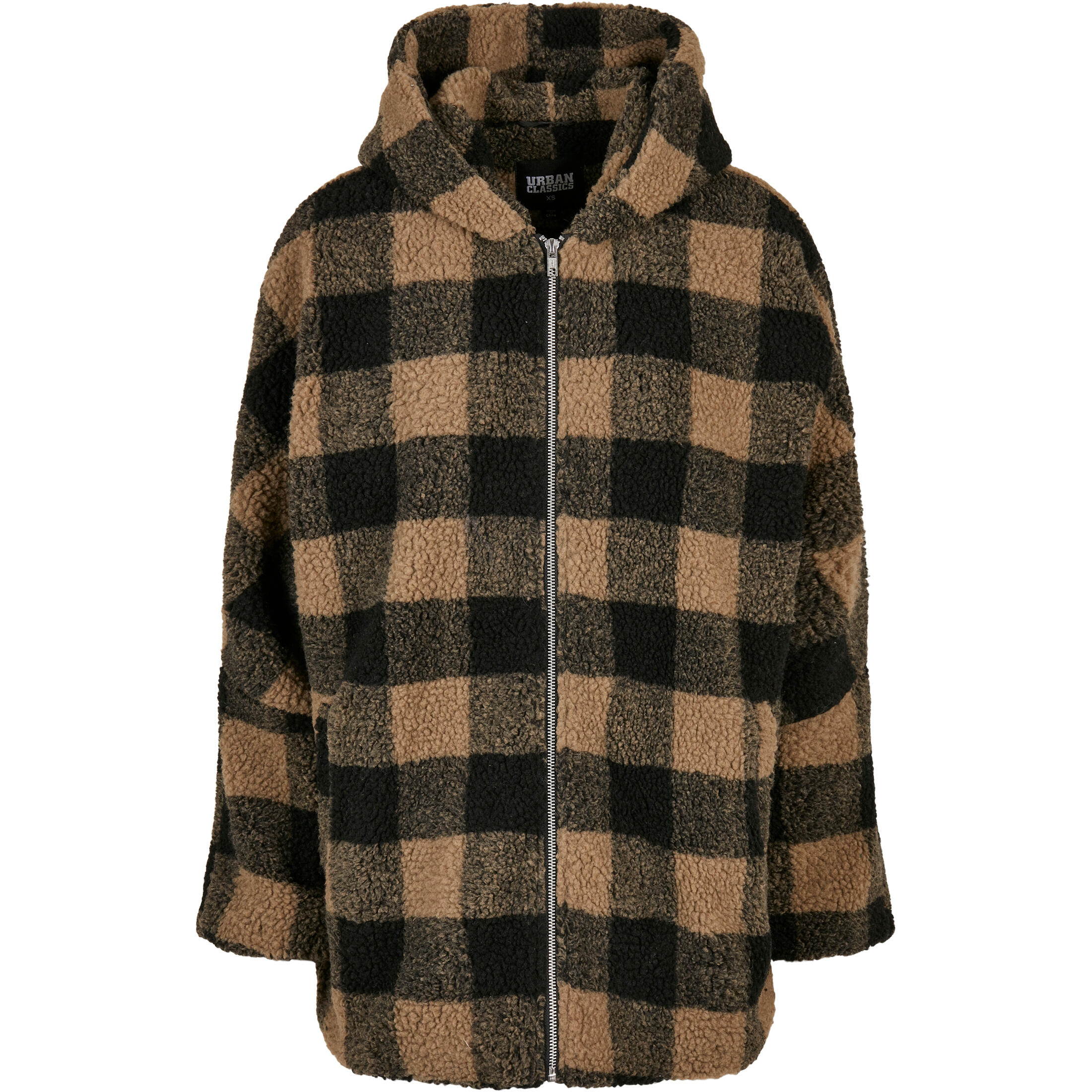 Urban Classics - Polaire Femme Urban Classics Hooded Oversized Check Sherpa - Polaire - Beige|noir - Decathlon