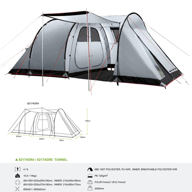 Cort pentru 4 persoane tip TUNNEL 82174GR4