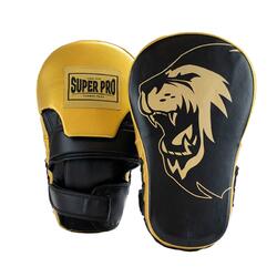 Super Pro Combat Gear Handmitts Long Curved Leder Zwart/Goud