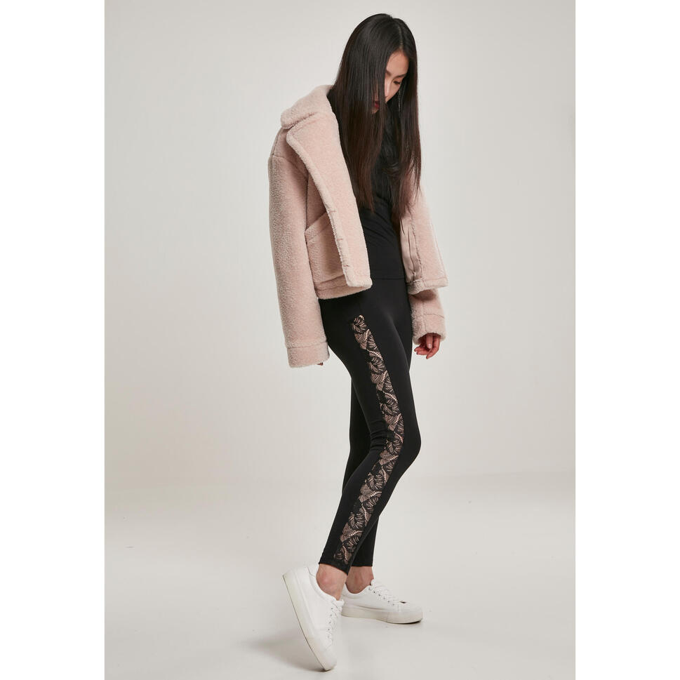 Damskie klasyczne legginsy z koronki w paski