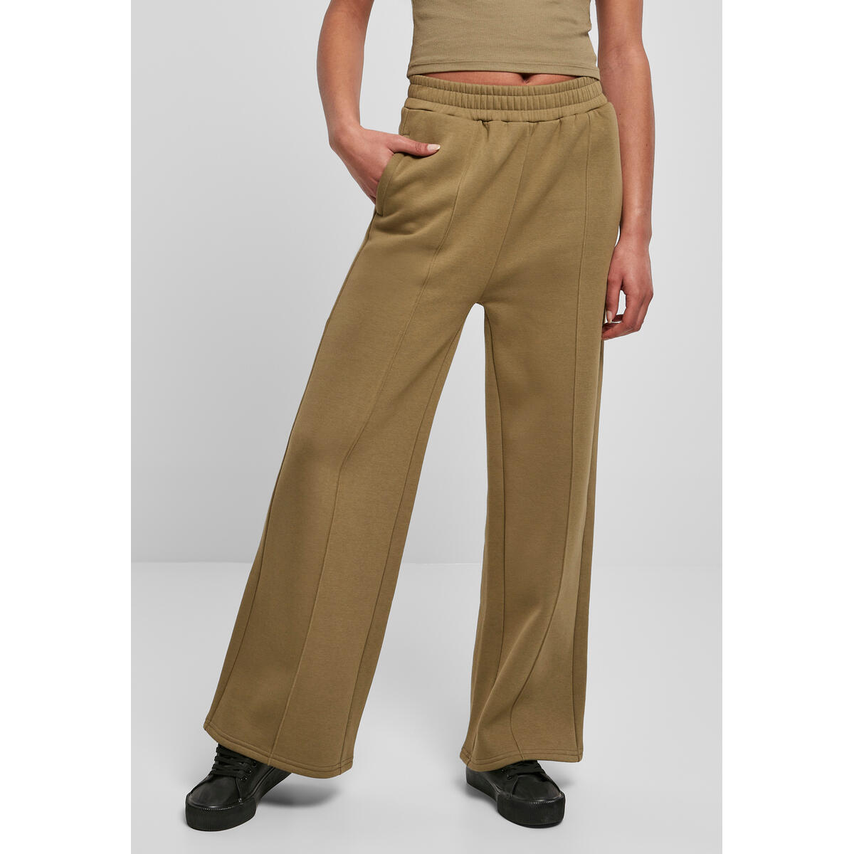 Urban Classics - Pantalon Femme Urban Classics Straight Pin Tuck-grandes Tailles - Pantalons - Vert - Decathlon