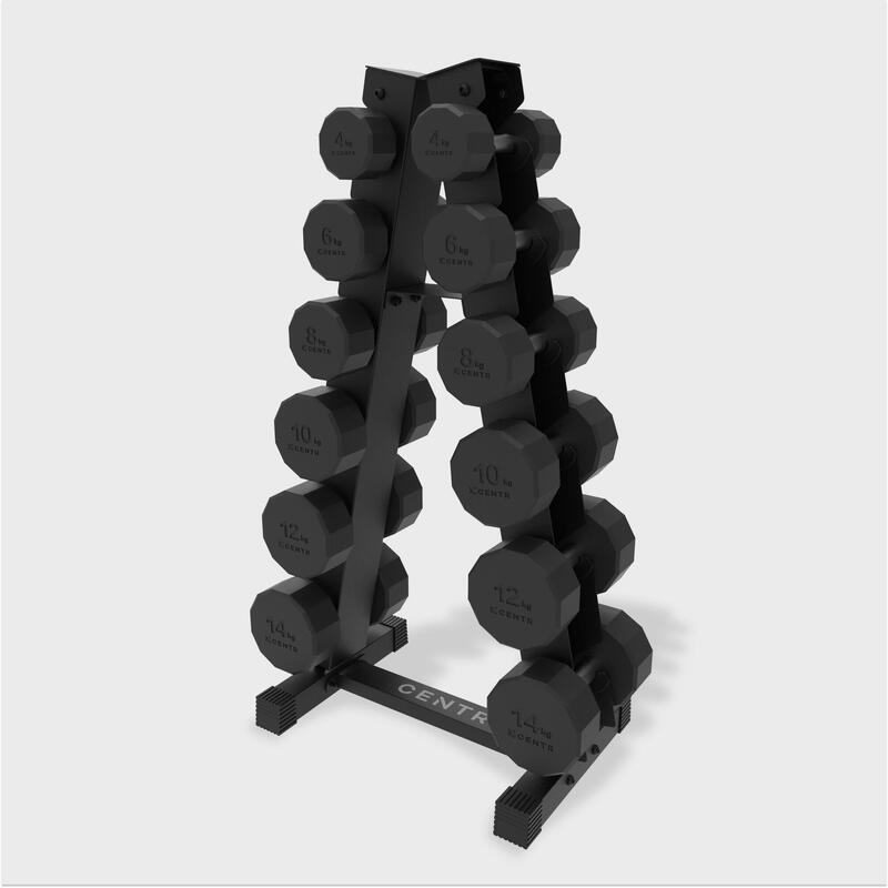 Tour d'haltères avec set de 12 haltères 4 - 14 kg | 92 kg avec rack en A      49900€     CENTR Tour d'haltères avec set de 12 haltères 4 - 14 kg | 92 kg avec rack en AVendu exclusivement en ligne   
