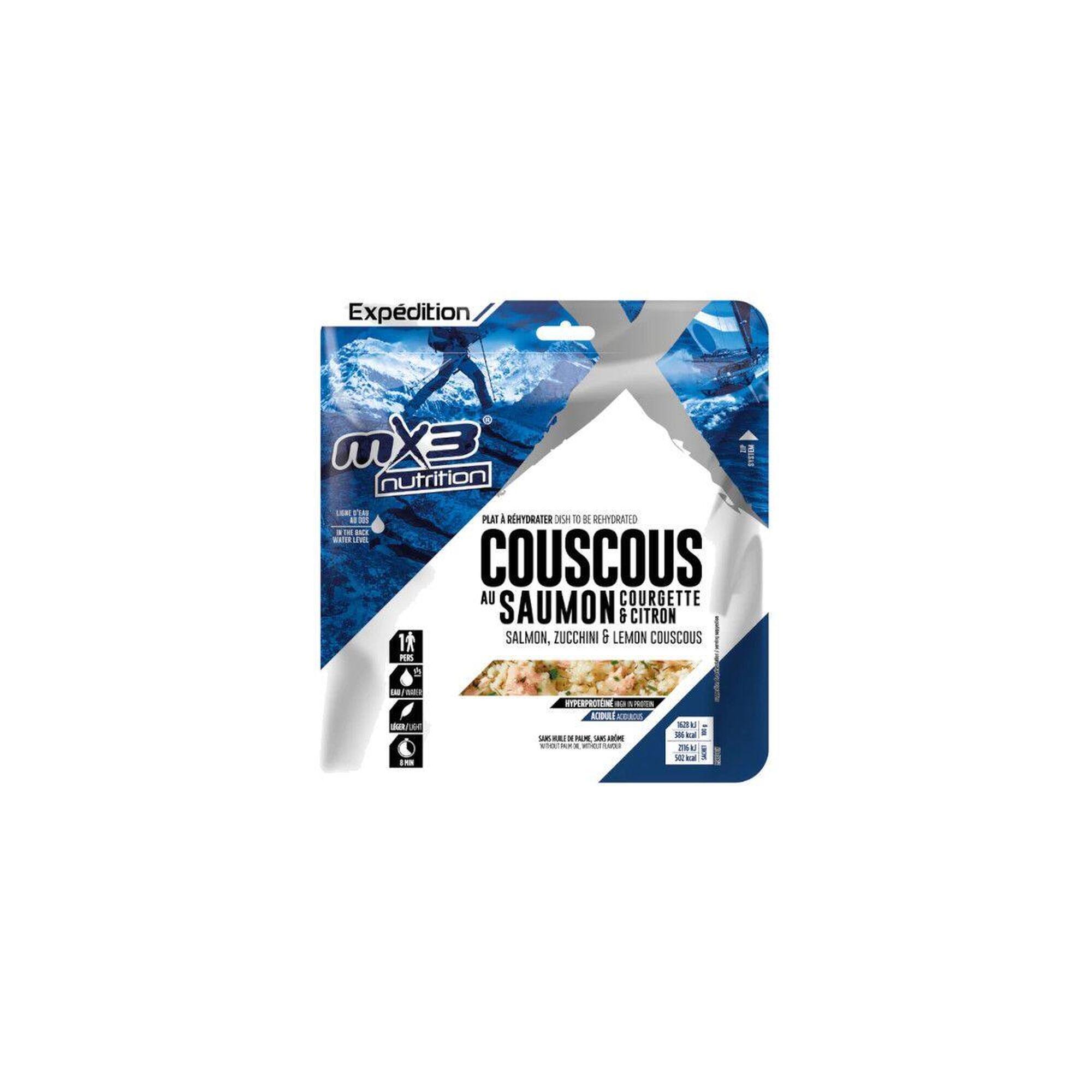 MX3 Dehydratované jídlo Kuskus s lososem a cuketou 130g