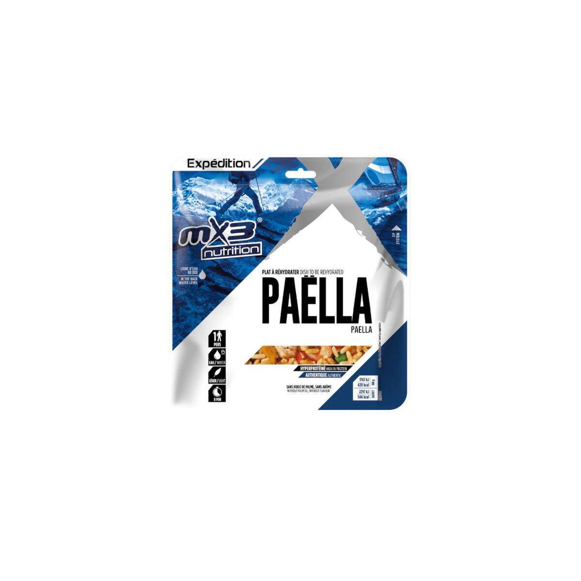 MX3 Dehydratované jídlo Paella s kuřecím masem a krevetami 130g