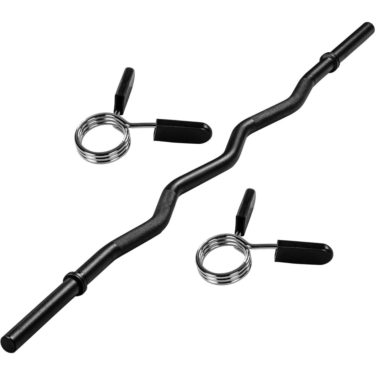 SZ Curlstange - Schwarz mit Federverschluss 130cm , Hantelstange 2/3
