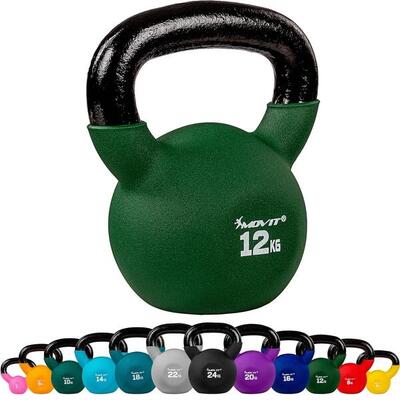 Kettlebell PRO - 2 - 24 kg, Kugelhantel aus Gusseisen mit Neoprenbeschichtung
