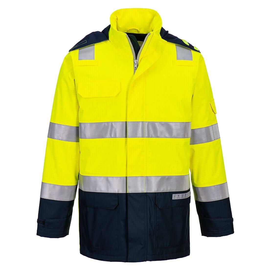 PORTWEST Unisex volwassene FR605 Bizflame Regen HiVis Jas (Geel/Zwaar)
