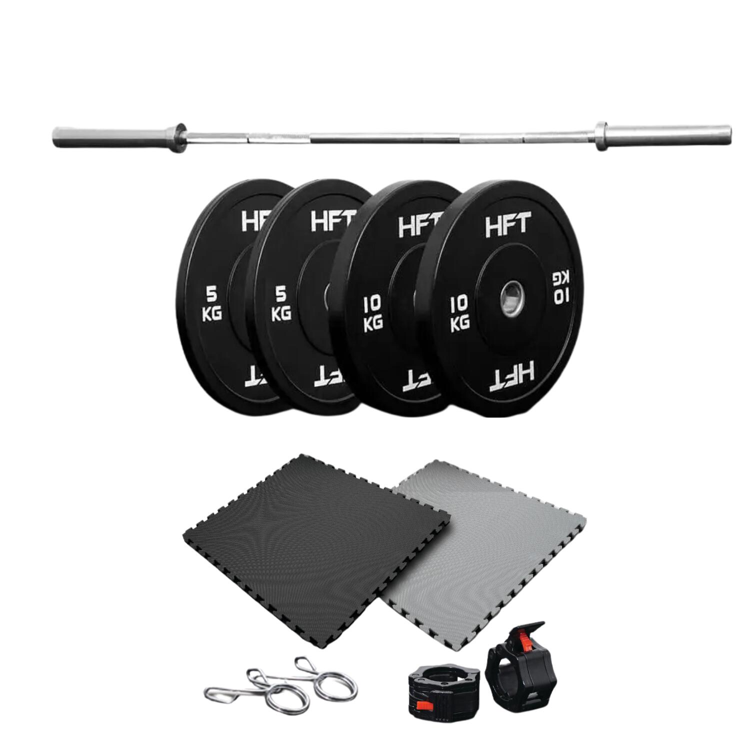Set Powerlifting Weight plate with barbell 30kg - Homefittools