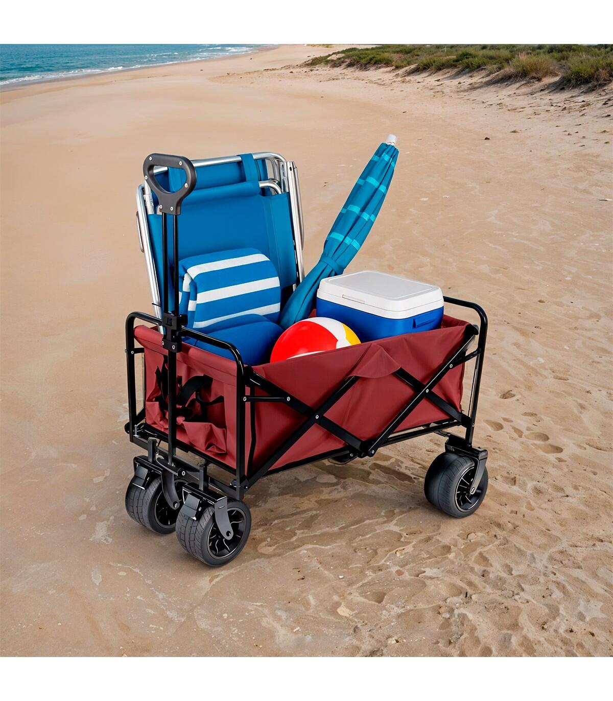 Chariot pliant Kol Outdoor pour plage et camping, 150L, ​​charge max 100 kg 3/7